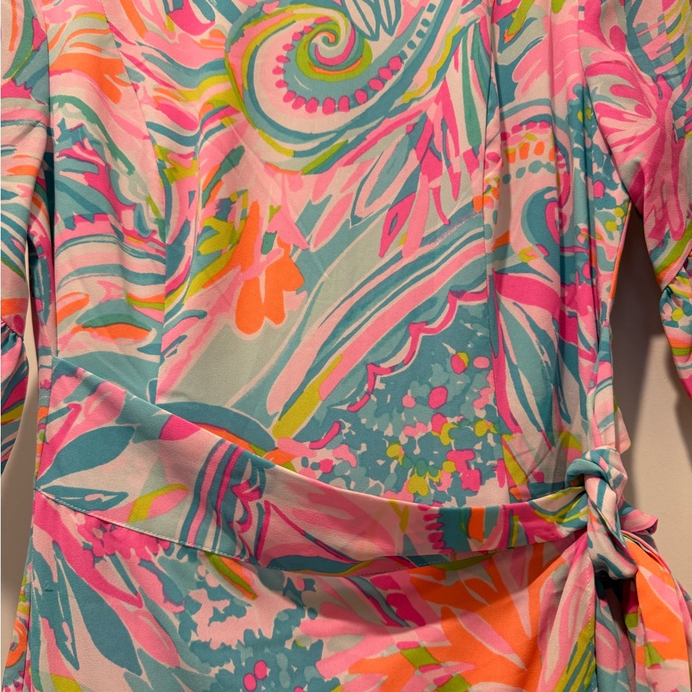 Colorful Dress with Ruffle Sleeves - Picture 2 of 3